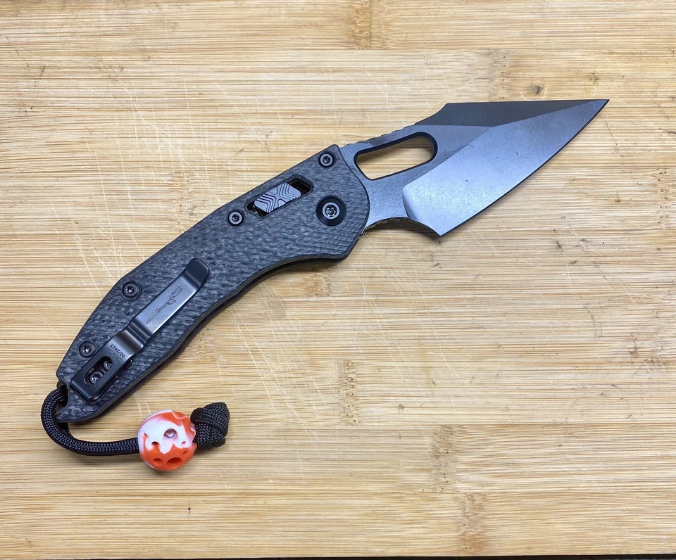 NEW Microtech Stitch-Ram-Lok Carbon Fiber Black DLC M390 Smooth Wharncliffe - Image 2 of 4