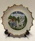 Six Flags Over Texas Decorative Plate Gold Trim Scalloped Edge Wall Hanger — photo 1