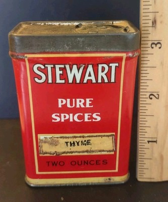 Stewart Thyme Vintage Spice Tin Kona Koffee Ko. Tacoma WA Kitchen Advertising 