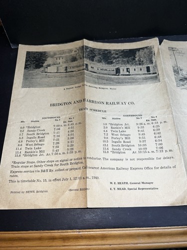 Vintage Railroad 1940 Bridgton And Harrison Railway Maine Scenic Line Brochure - Picture 3 of 5