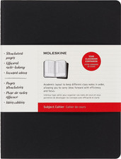 Cahier Journal, Soft Cover, Large 5" X 8.25" Ruled/Lined, Black, 80 Pages Set