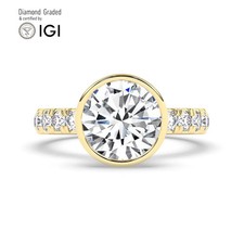 Round Diamond Engagement Ring 18k Yellow Gold Labgrown 3.60 Ct Solitaire