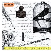 Michael Miller Edgar White Fabric Edgar Allen Poe-like Fabric by  Michael Miller