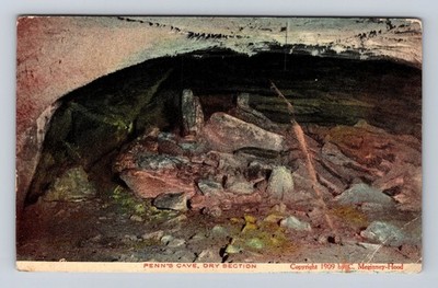 Centre Hall PA-Pennsylvania, Penn's Cave, Dry Section, Antique Vintage Postcard