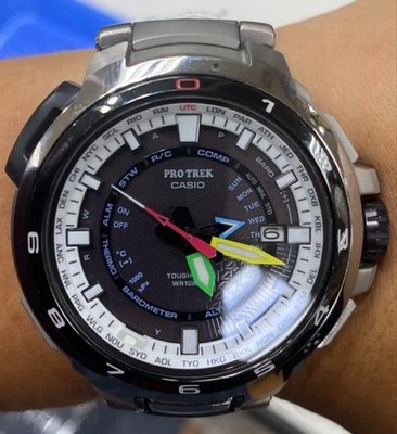 CASIO PRO TREK MANASLU PWX-8000T-7JR Analog Titanium Silver Men's Watch, USED