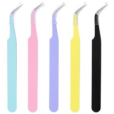 5 PCS Stainless Steel Curved Craft Tweezers, Precision Crafting Tweezer Multi...
