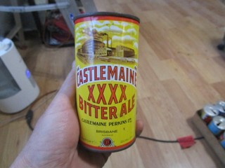 Old Castlemaine XXXX Bitter Ale 13 1/3 Oz. Flat Top Beer Can Australia