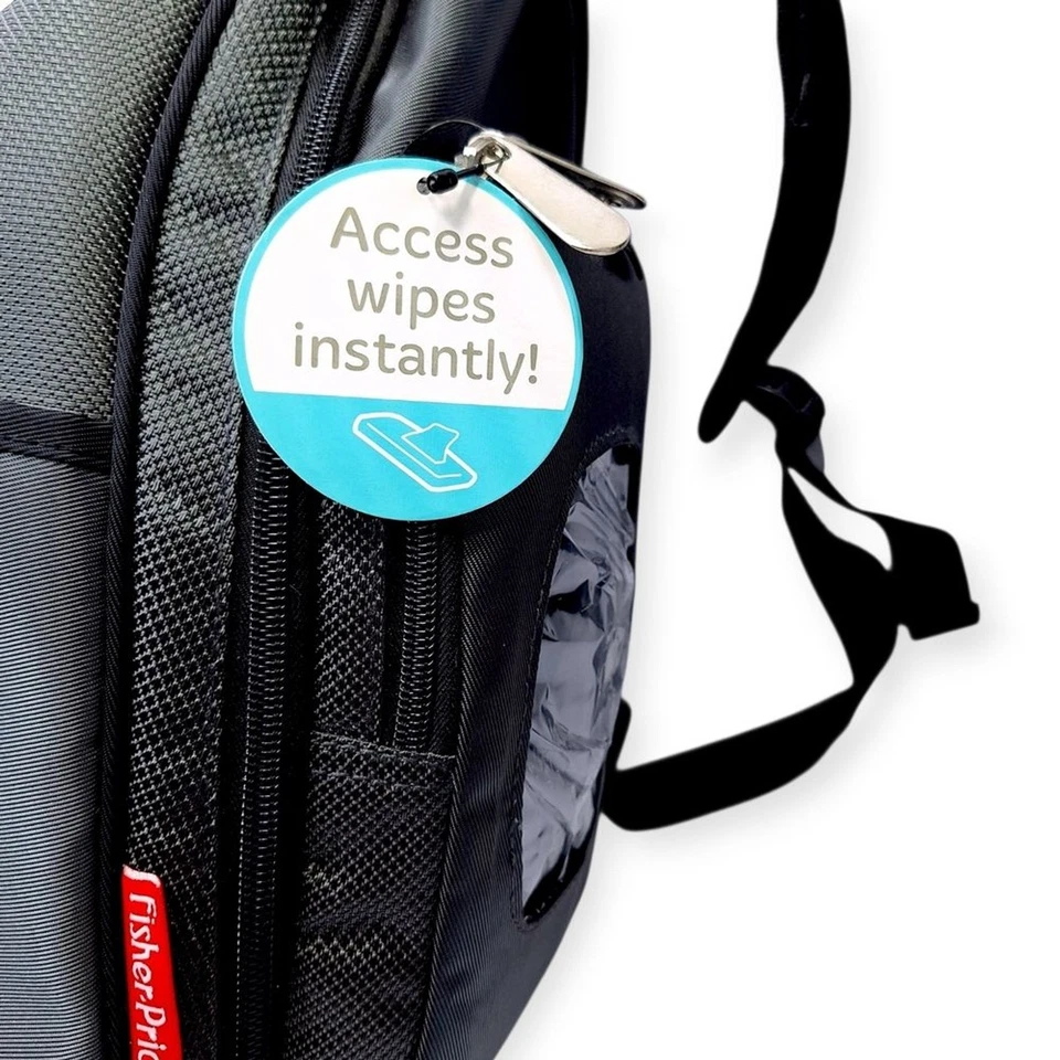 Mochila de pañales aislada unisex deportiva Fisher-Price Deluxe nueva con etiquetas | FastFinder Foto 4 de 4