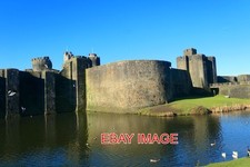 PHOTO  CAERPHILLY CASTLE . THE EASTERN SIDE OF THIS HUGE CASTLE THE FIRST FULLY