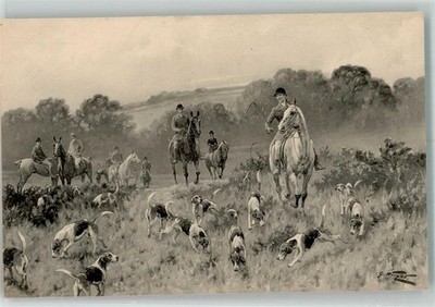 39621336 - Drift Hunting Horses Beagel M.M. Vienne No. 397 M. Munk Vienna