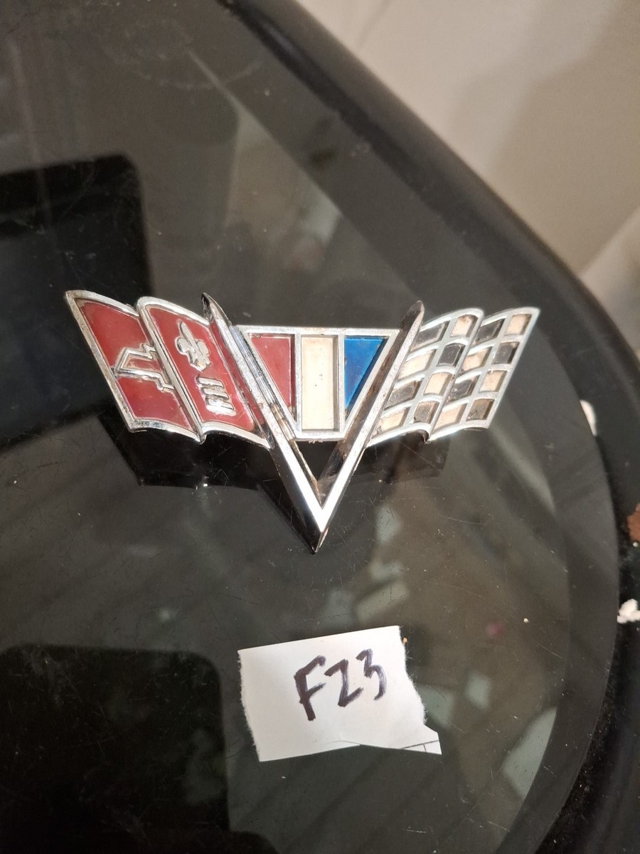 VINTAGE 1964 65 66 CHEVY CROSS FLAG FENDER EMBLEM OEM GM NOVA