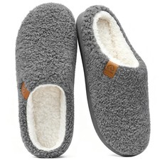 Memory Foam Fuzzy Slippers for Women Curly Fleece House Shoes Warm Indoor Out...