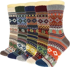 5Pairs Men Wool Socks Thick Thermal Hiking Winter Warm Boot Heavy Soft Cozy S..
