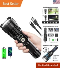 Bright Rechargeable Flashlight for Emergencies: 15-Hour Runtime, Zoomable & LCD