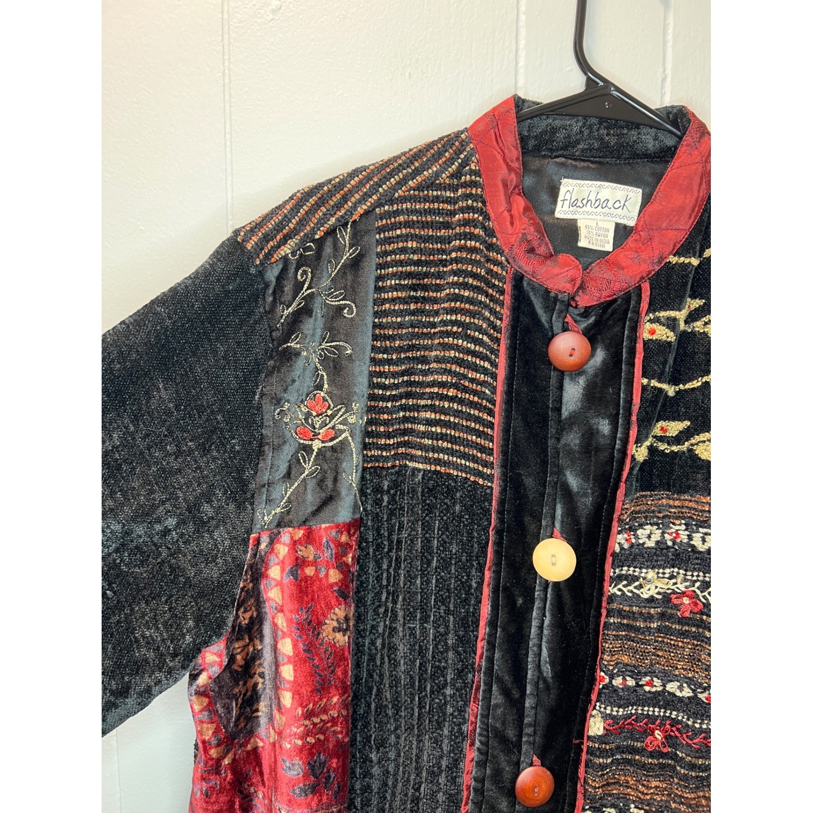 Flashback Womens Patchwork Jacket Size L Velvet E… - image 3