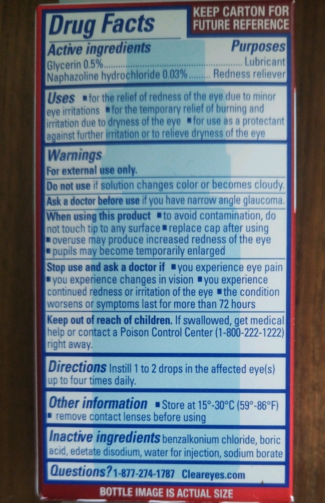 Gouttes yeux anti-rougeurs Clear Eyes action maximale 15ml hydratation
