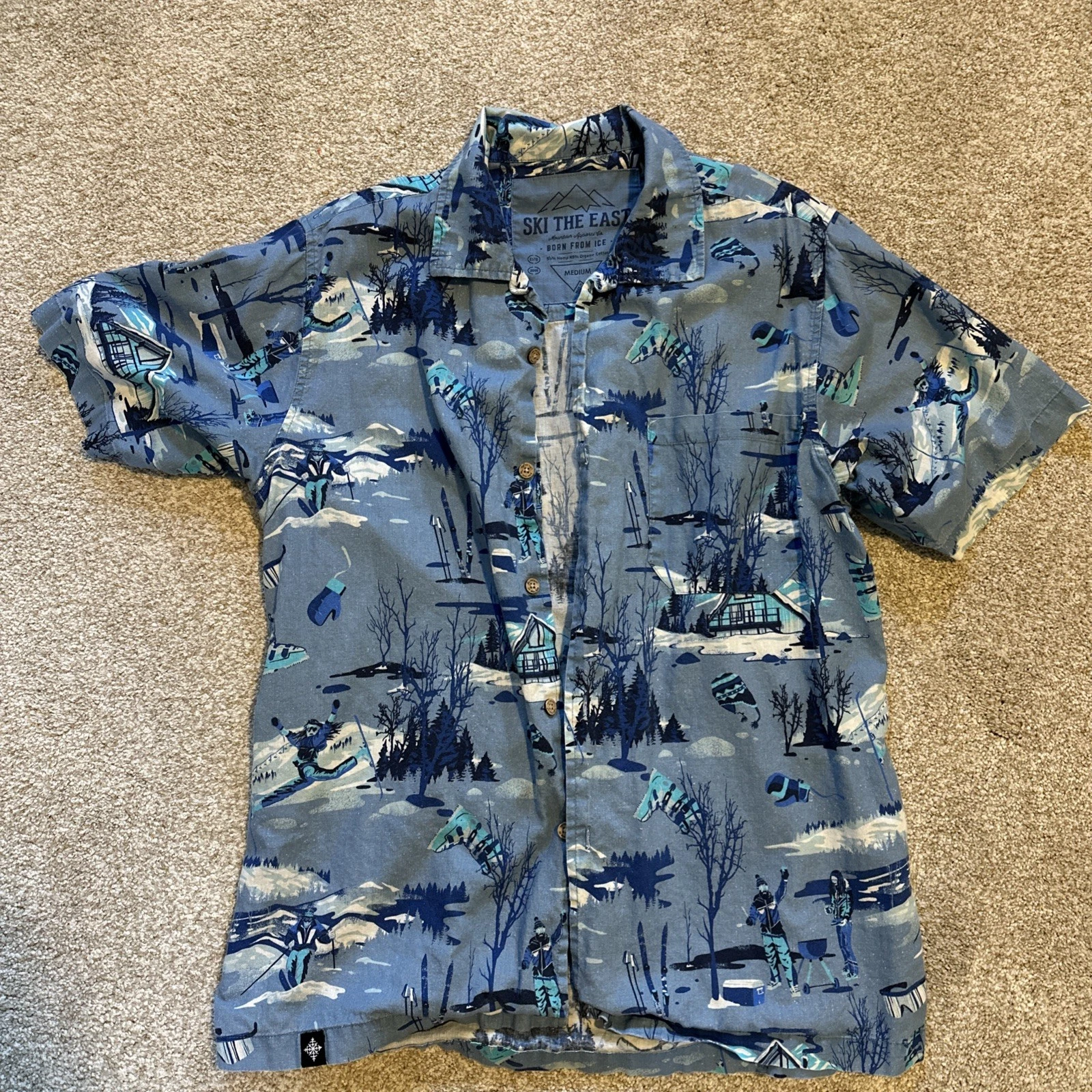 Ski the East Mens Sun Daze Aloha short sleeve shirt button Bodacious Blue Medium
Opens in a new wind