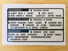 Honda VF 1000 F2 Bol D'Or Tank Sticker Warnings