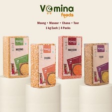 Vemina Indian Dal Pulses ? Toor, Chana, Masoor, Moong Dal | Pack Size 1, 2