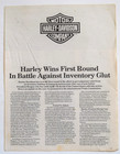 Pamphlet - HARLEY-DAVIDSON WINS FIRST ROUND IN BATTLE AGAINST INVENTORY GLUT — photo 1
