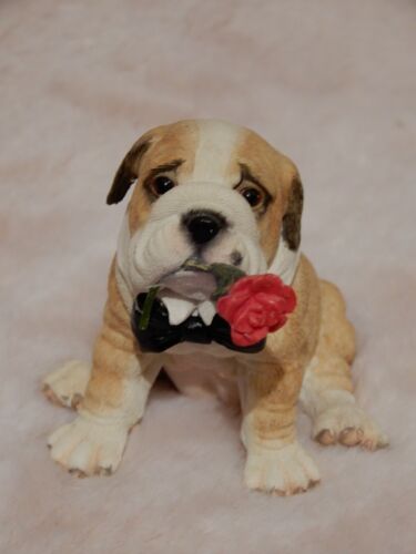 Country Artists Puppies Dogs "Bulldog With Rose" Ornament Very Rare - Picture 1 of 6