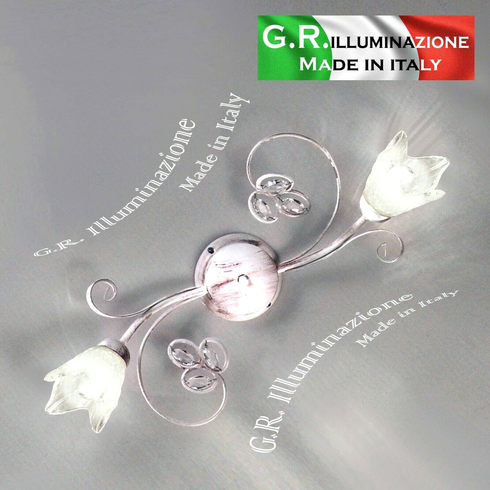 Lampadario Soffitto Susy Ferro Battuto Avorio e Ruggine 2L Moderno Classico