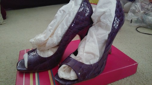 BGBGirls Ariel heels 8.5 women's purple open toed heel gently worn with box - Picture 4 of 9