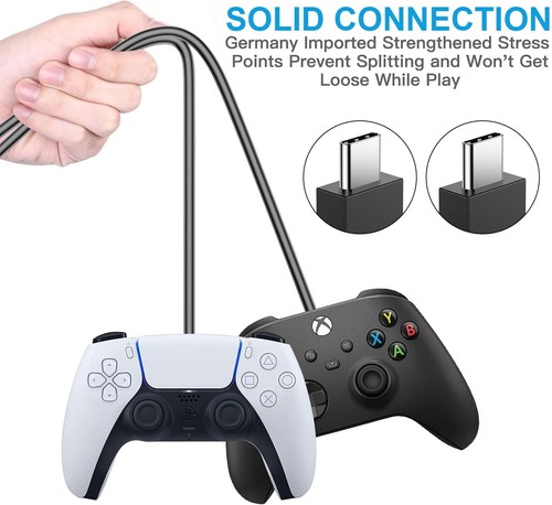 PS5 Controller Charger – 2 Pack 5FT OEM Original 3A Fast Charging Cable USB C - Picture 2 of 7