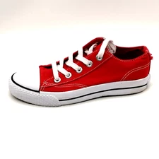 AirWalk Womens Sneakers Red Canvas Lace Up White Round Cap Toe Flat Heel 6.5