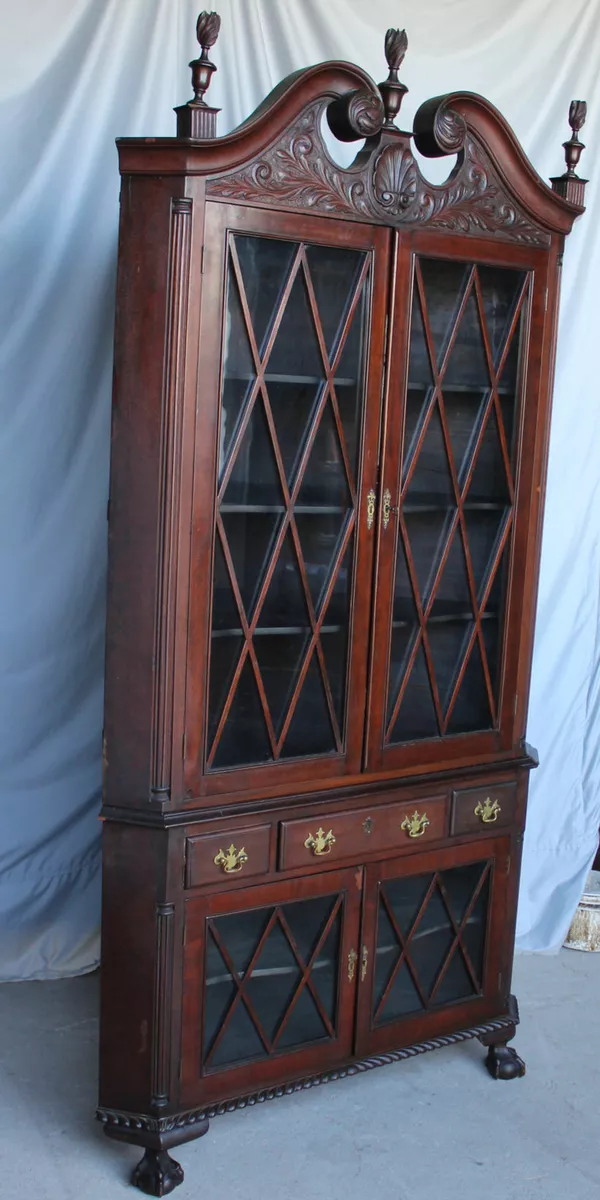 Antique American Mahogany Corner Curio or China Display Cabinet eBay