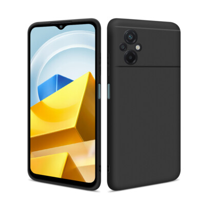 HSP Handy Hülle für Xiaomi Poco M5 | Schwarz Silikon Schutz Case Cover TPU Exakt
