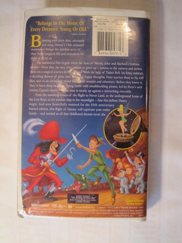 Walt Disney's Masterpiece Peter Pan - Limited 45th Anniversary Edition VHS Video - Picture 2 of 6