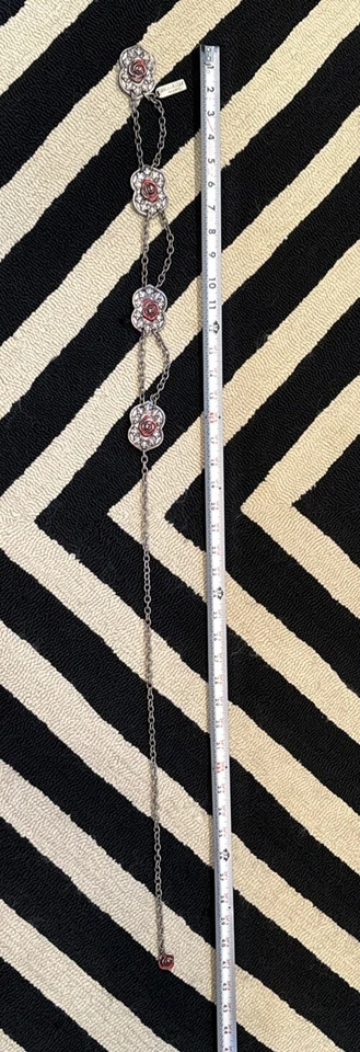 Cinturón de cadena concho de metal THE LIMITED esmalte rojo rosa Italia de colección vaquera occidental Foto 4 de 4