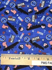 United States Military US Marines  100% med cotton fabric by the yard #16 USMC