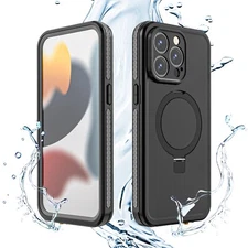 For iPhone 16 Pro Max/15/15 Pro Waterproof Mag Safe Case Shockproof Stand Cover