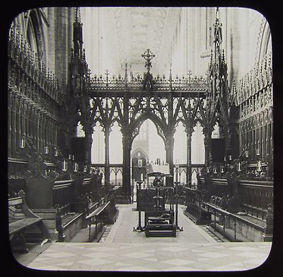 Glas Magic Laterne Dia ELY CATHEDRAL NO9 CHOR WEST C1890 FOTO ENGLAND