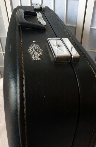 VINTAGE BLACK LONG MARCH SHANGHAI INNER LINED BLUE LUGGAGE SUITCASE - Picture 8 of 20