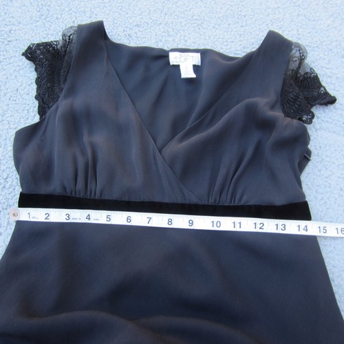 Ann Taylor Loft Dresses Womens 4 Black Silk Midi Lace Trim whimsigoth vamp VTG - Picture 13 of 15