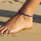 Bracelet Gemstone Dainty Beach Skinny Anklet A+ Lapis Lazuli Tiny Beaded Ankle