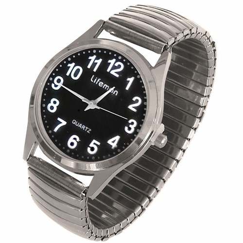 ARMBANDUHR MIT ELASTISCHEM METALLBAND SCHWARZ GOLD WEISS HERREN DAMEN - Bild 3 von 9