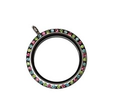 FLOATING Living Memory LOCKET 30mm 316L Stainless Steel MULTICOLOR RHINESTONES