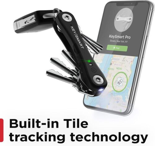 KeySmart Pro - Llavero con luz LED y tecnología inteligente azulejos, negro - Imagen 4 de 9