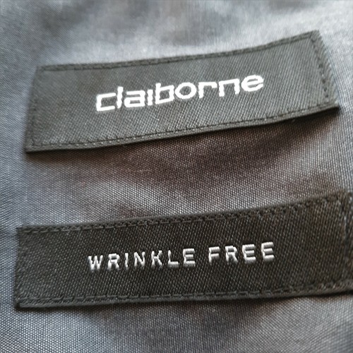 Claiborne camicia uomo con bottoni taglia media petto tasca manica lunga grigio scuro - Foto 9 di 10