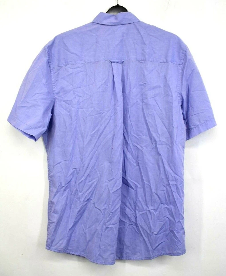 Camisa de negocios manga corta sin arrugas con botones violeta Saddlebred para hombre M Foto 2 de 4