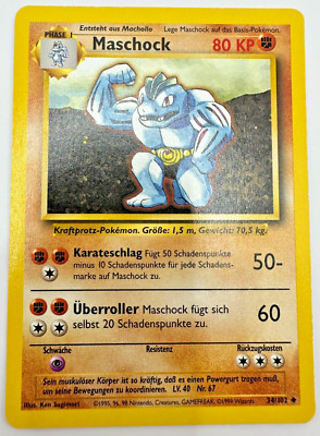 Pokemon Karte TCG Maschock 34/102 Basis Set No Holo Vintage Rare EX Deutsch