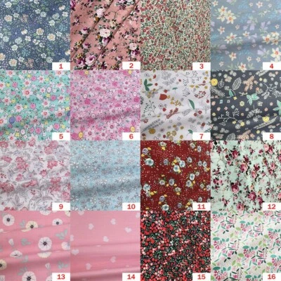 100% Baumwolle Vintage Rose Blumen Stoff Blumen Kleid Kostüm DIY Material - Bild 1 von 4