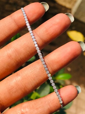 Schönes Armband 6 Zoll .925 Sterlingsilber weißer Topas 2,00 Gramm 64 B4
