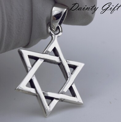 Women Men Solid 925 Sterling Silver 22 mm Jewish/Hebrew Star of David Pendant