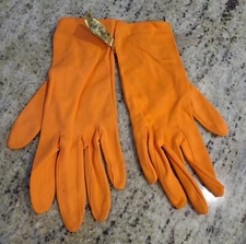 New! Carol Brent Size XL 8 Bright Blaze Orange Formal 9" Gloves Wrist Button