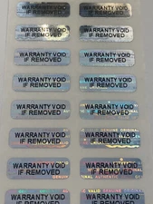 100 SMALL! WARRANTY VOID IF REMOVED SECURITY HOLOGRAM LABELS SEALS .75 X .25 IN.